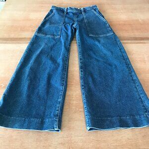 Current/Elliott The Culotte Wide Leg Jeans Women 23 Blue Patch Pocket Mid Rise